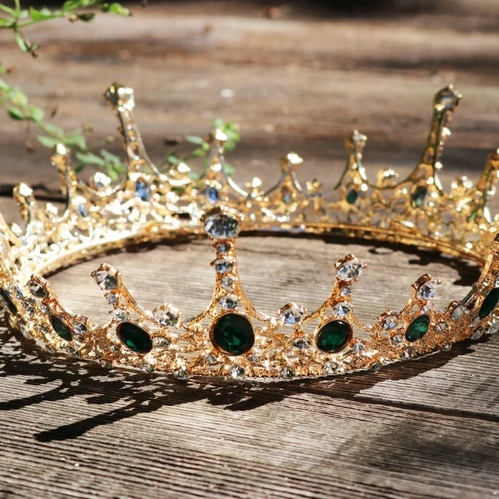 🎊👑HOST PICK!! 🏆🎉 Imperial Emerald Green Crystal Embellished Gold Crown 👑💫✨